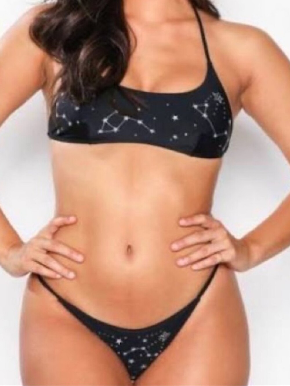 TopShop 2 Piece Celestial Galaxy Bikini  Black w Silver Embroidery      Size 6